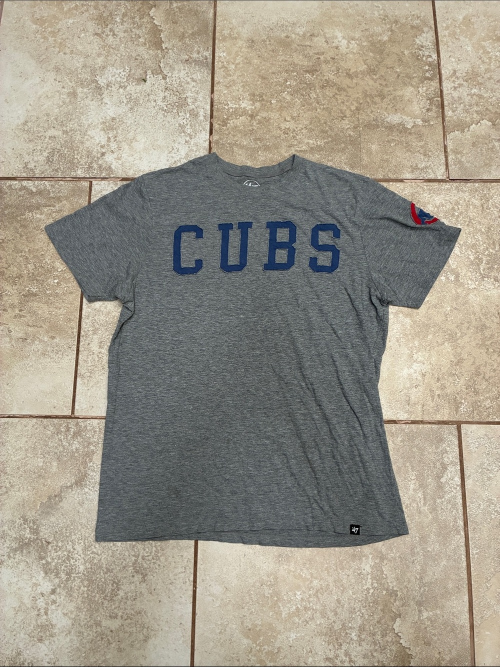 47 Gray Cubs Short Sleeve Tee with Blue Chest Letters